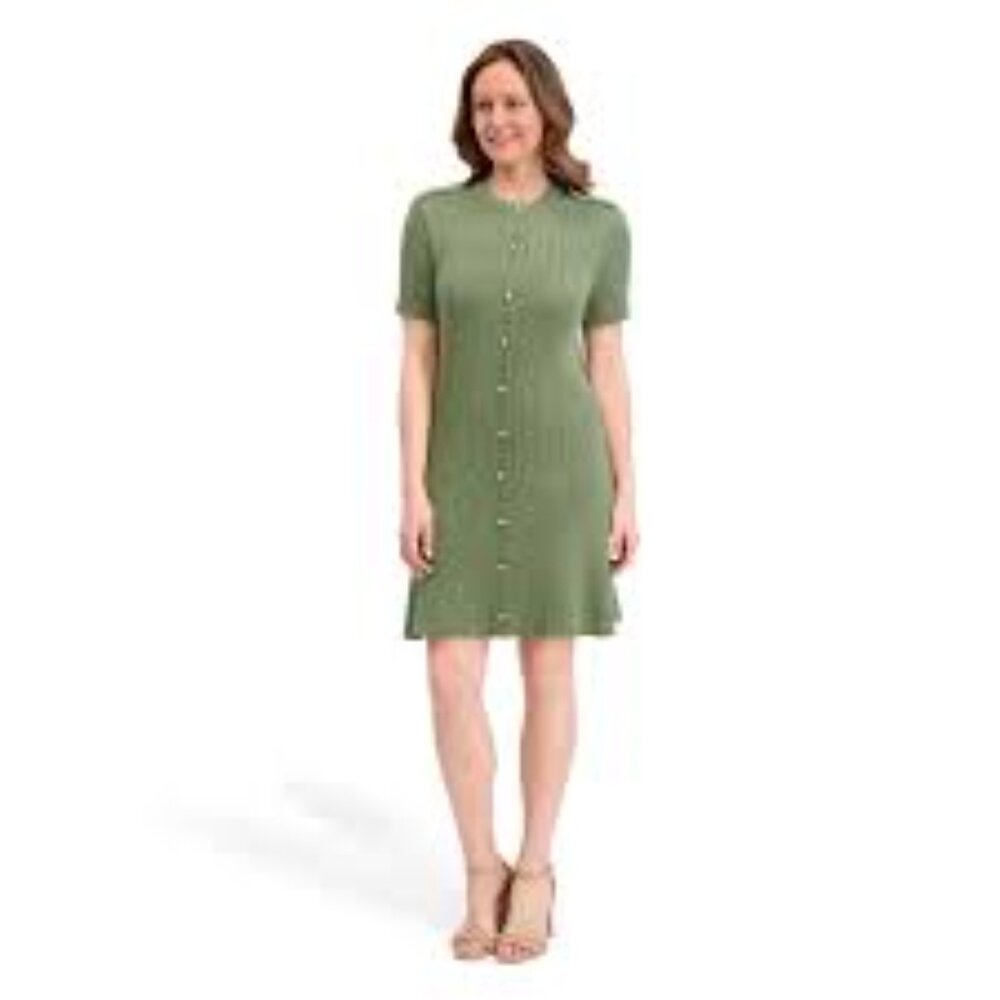 FRENCH CONNECTION WOMEN'S MINI OLIVE GOLD SWEATER MINI DRESS SIZE XL BRAND NEW